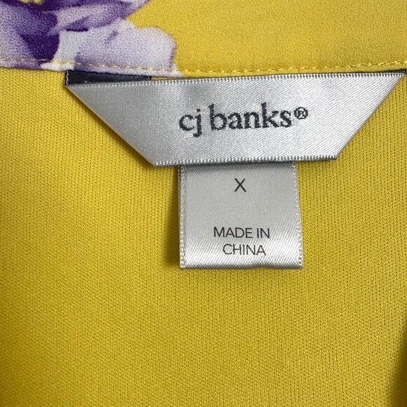 CJ Banks Yellow Floral Print Dress Belt MIDI XL Sundress Size X - Picture 2 of 9